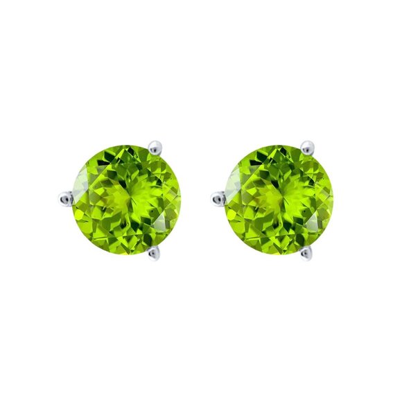 6mm Lab Created Gemston Gold Plated 925 Silver Martini Stud Earrings for Women, - Picture 7 of 16